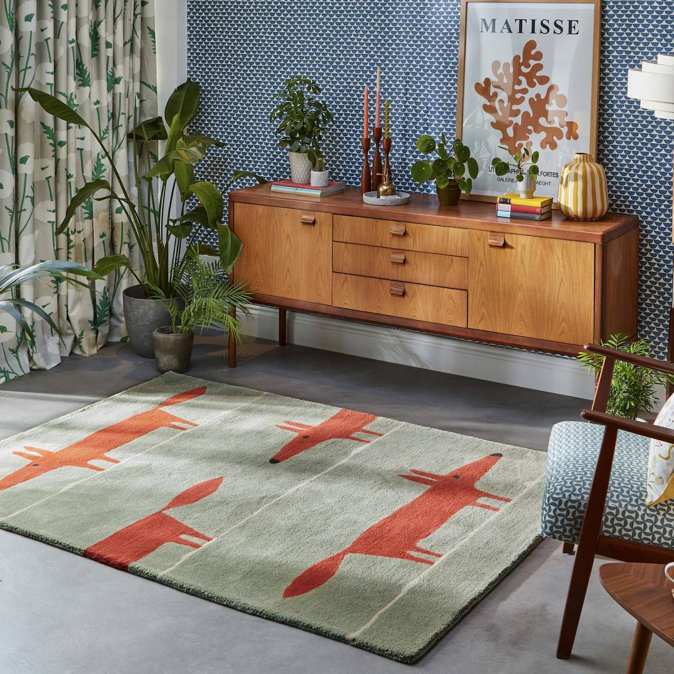 Tapis Enfant Fait À La Main En Laine Mr Fox Vert