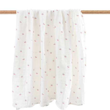Maxi lange gaze de coton bio Ananas+Baleine+Cerises+Citrons+Colibri+Fleurs beiges+Sable+Vichy vert 12 - vertbaudet enfant 