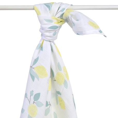 Maxi lange gaze de coton bio Ananas+Baleine+Cerises+Citrons+Colibri+Fleurs beiges+Sable+Vichy vert 14 - vertbaudet enfant 