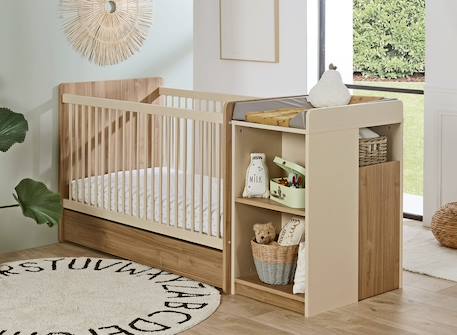 Chambrekids - Lit Bébé Évolutif Combiné Bohème Blanc & Bois
