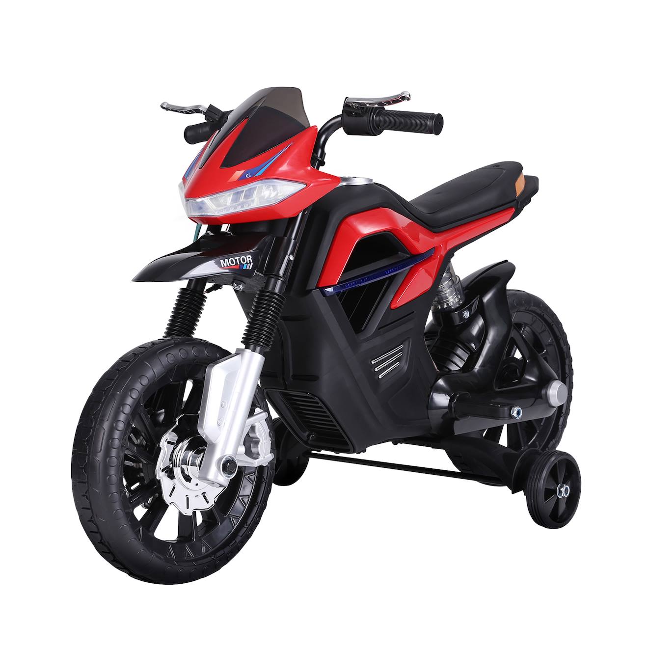 Moto Électrique Enfant 25w 6v 3 Km/h Max. Effets Lumineux Sonores Roulettes Amovibles Rouge