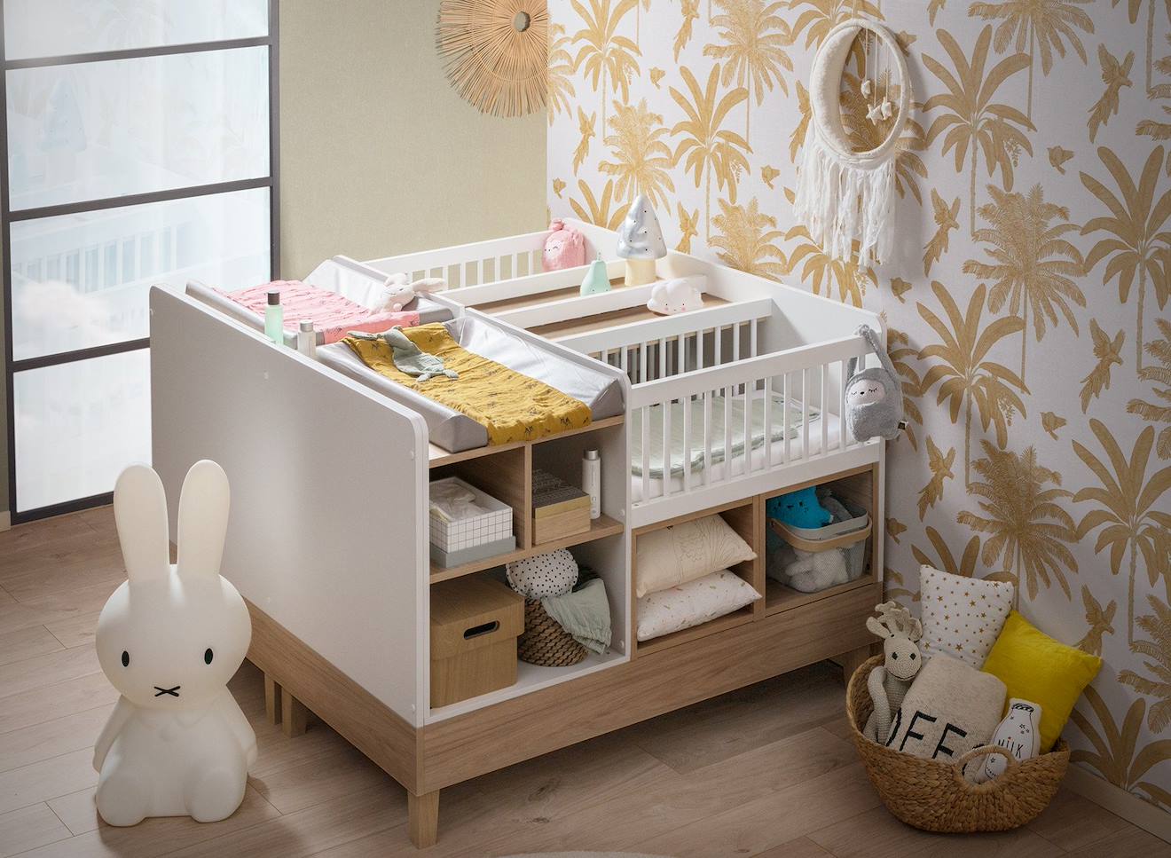 Lit Bébé Jumeaux Évolutif Mooréa Blanc & Bois