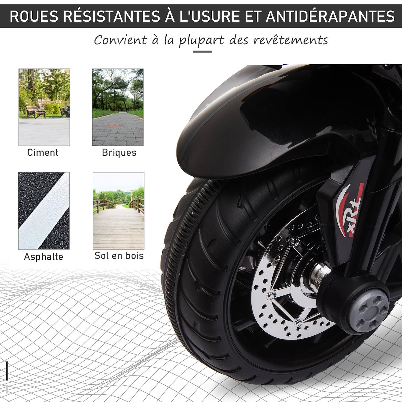 Moto électrique pour enfants de 2 à 5 ans, 3 roues, 6 V, 3 km/h, avec Moto électrique pour enfants de 2 à 5 ans, 3 roues, 6 V, 3 km/h, avec