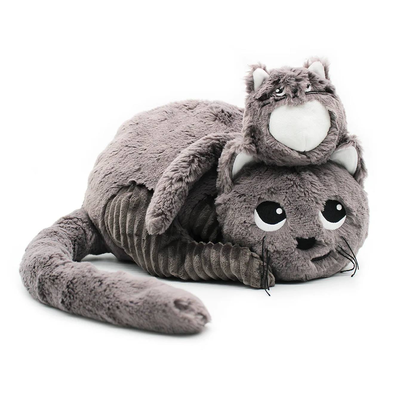 Peluche Chat Maman Et Son Bébé Gris Gris