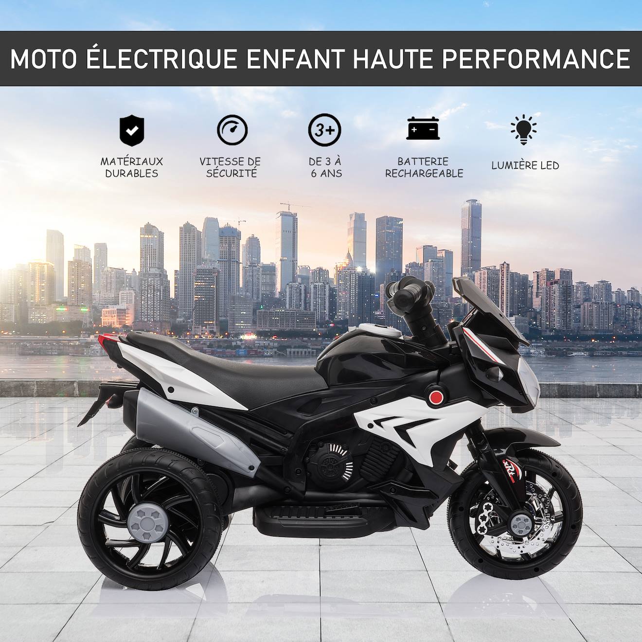 Moto Électrique Enfant BMW - 3 Roues 3km/h - Avec Lumières Et Musique - Dès 2 Ans - MobiXplo