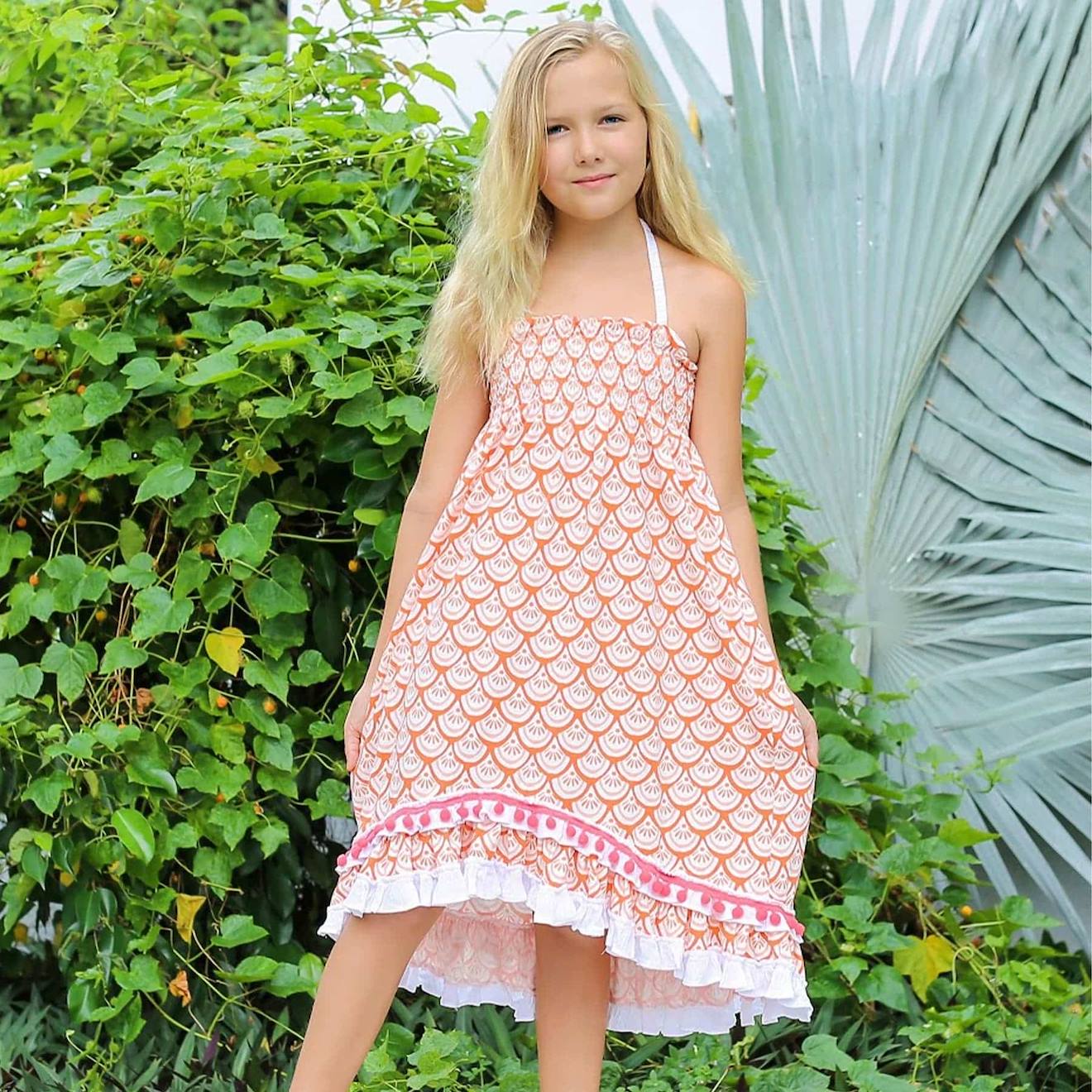 Robe De Plage Longue 2-en-1 Jersey Ibiza Orange Blanc