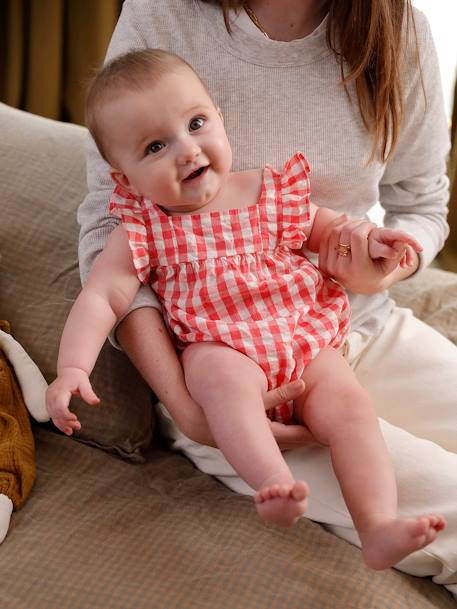Bébé-Salopette, combinaison-Barboteuse vichy naissance sans manches