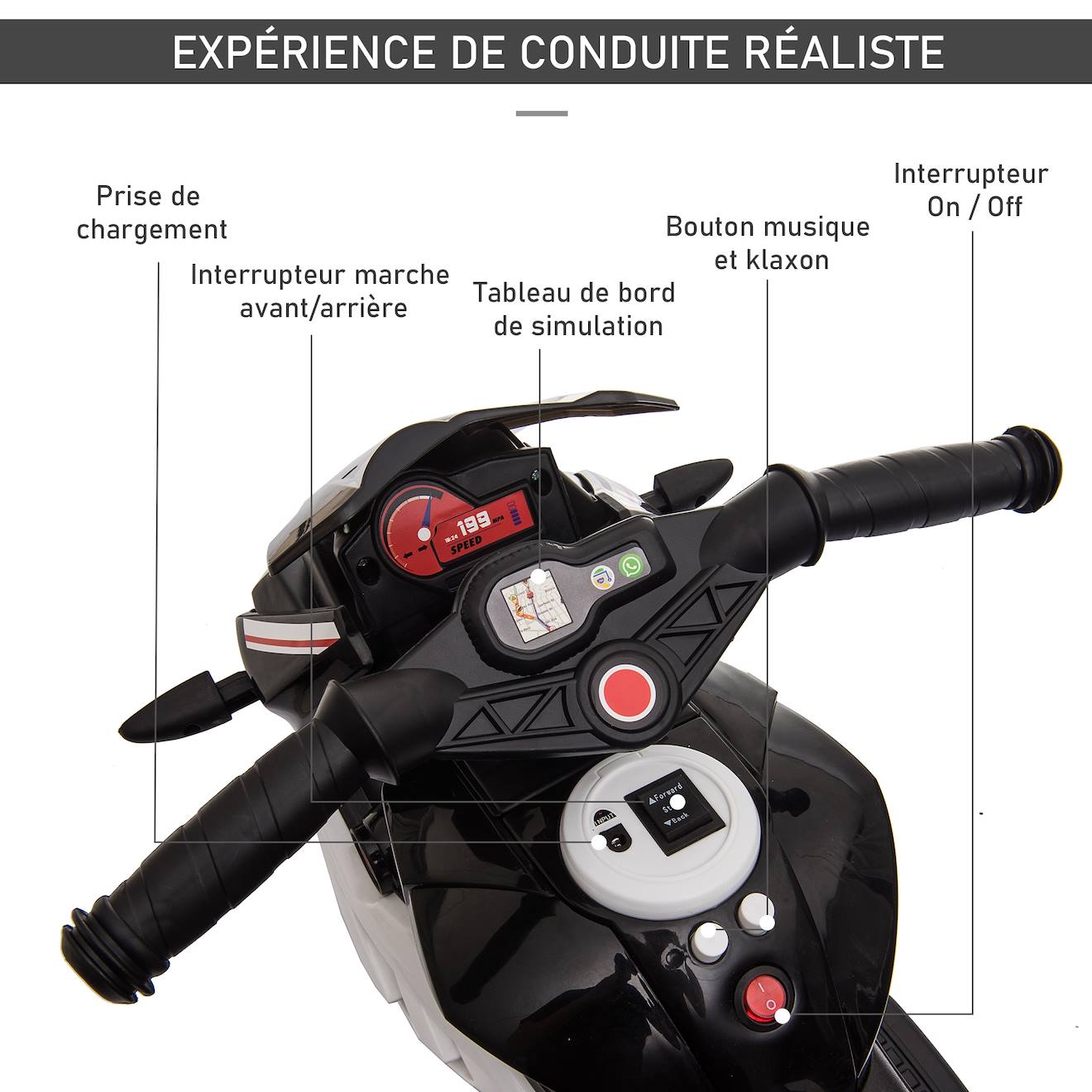 Moto Électrique Enfant Tricycle Rcb - 3 Roues - Double Moteur - Batterie 12v - Frein Auto - Led - Rm2 Blanc à Prix Moto Électrique Enfant Tricycle Rcb - 3 Roues - Double Moteur - Batterie 12v - Frein Auto - Led - Rm2 Blanc à Prix