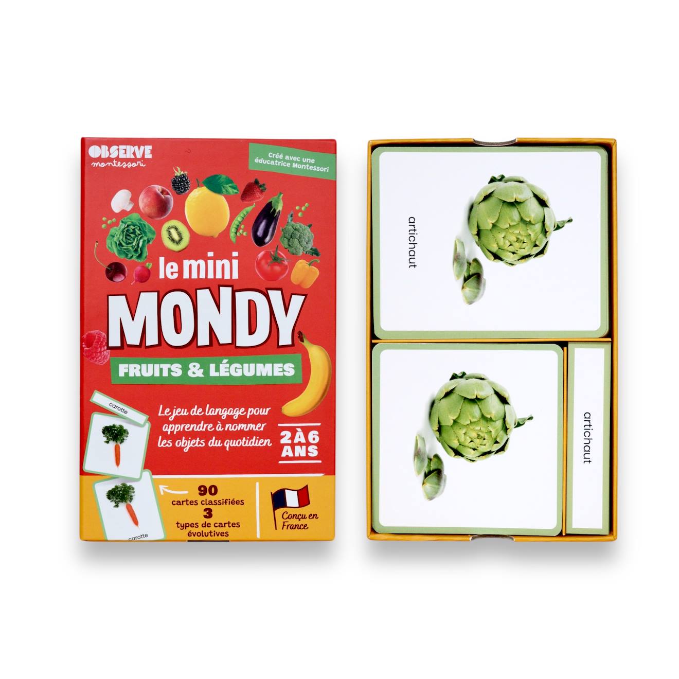 Mini-mondy - 90 Cartes Maison - Langage Fruits & Légumes (Observe Montessori) - Image 1