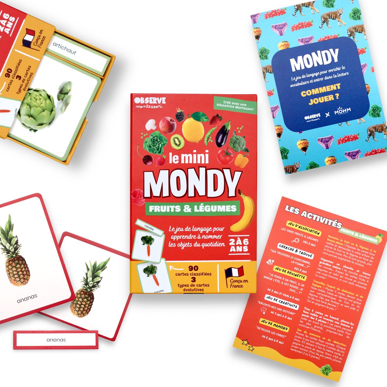 Mini-mondy - 90 Cartes Maison - Langage Fruits & Légumes (Observe Montessori) - Image 2