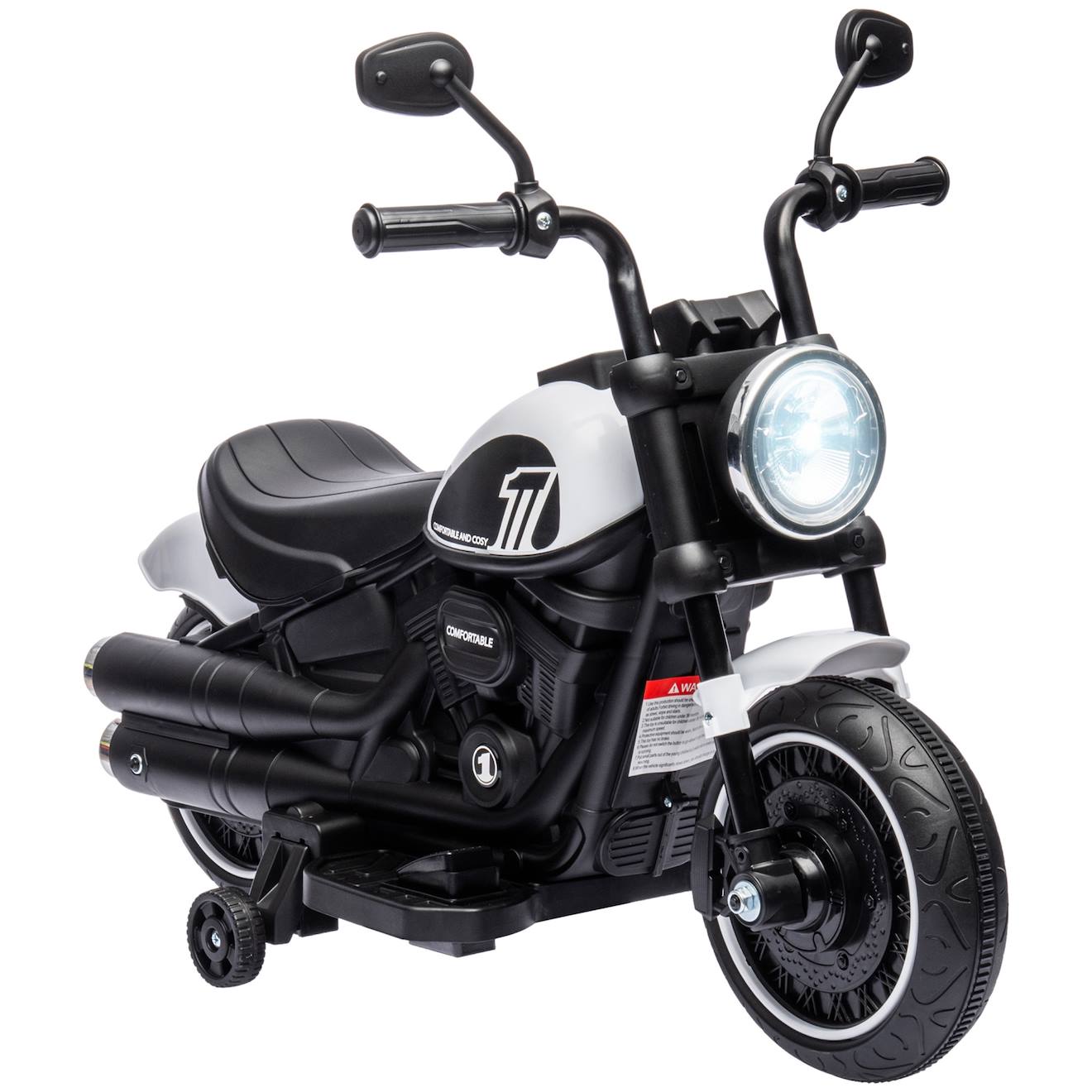 Moto Électrique Enfant 6 V 3 Km/h Effet Lumineux Roulettes Amovibles Repose-pied Pédale Métal Pp Rose Noir Blanc
