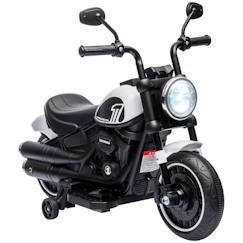 -Moto électrique enfant 6 v 3 km/h effet lumineux roulettes amovibles repose-pied pédale métal pp rose noir