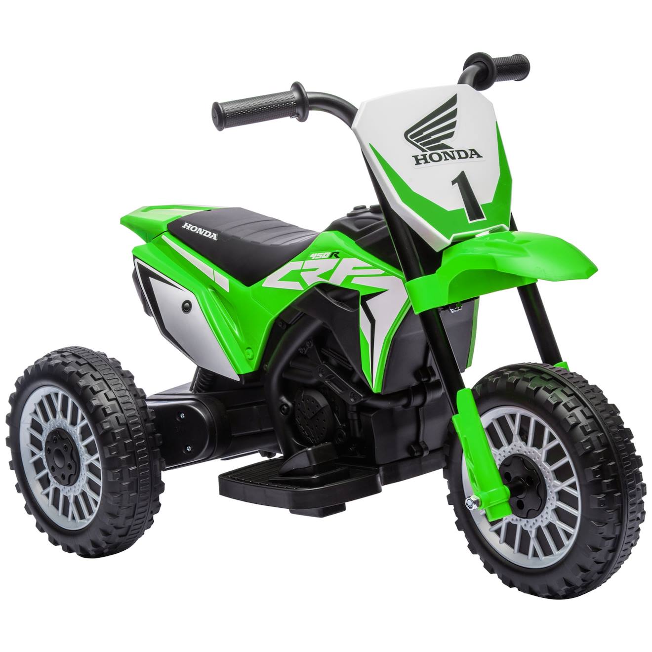 Moto Cross Électrique Enfant 3 Roues Licence Officielle Honda Crf 450 R 3 Km/h Max. Fonctions Sonores Vert