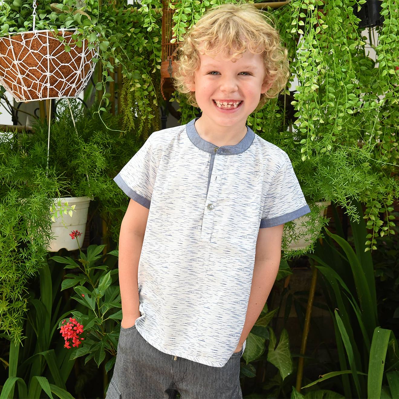 Chemise Manches Courtes Été Coton Et Cezanne Bleu Blanc