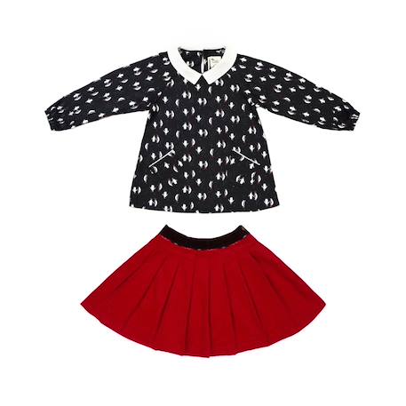 Fille-De noël   blouse col claudine & jupe plissée