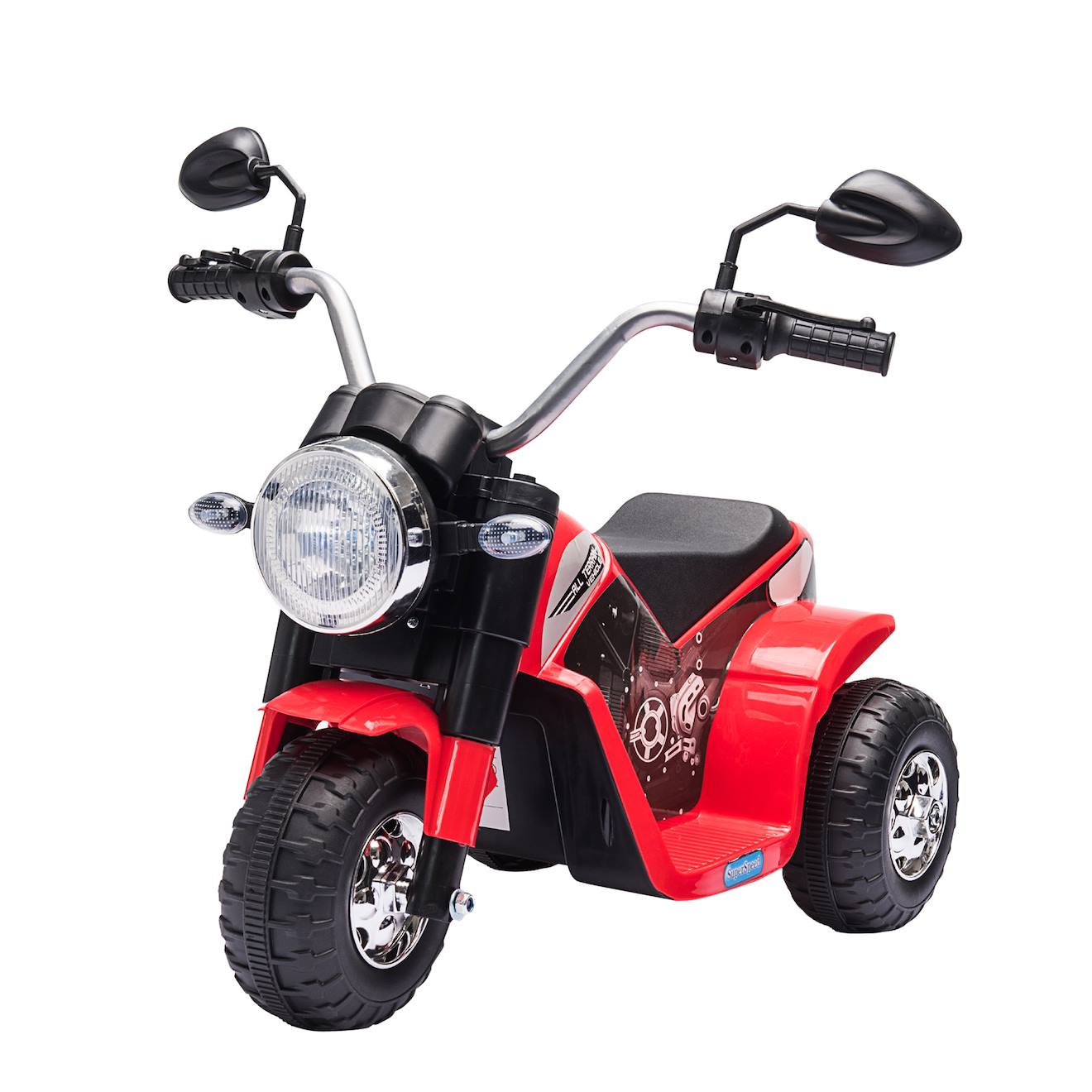 Moto Électrique Enfant Chopper Tout-terrain 6v 20w Marche Av Ar 3 Roues Effets Lumineux Sonores Rouge