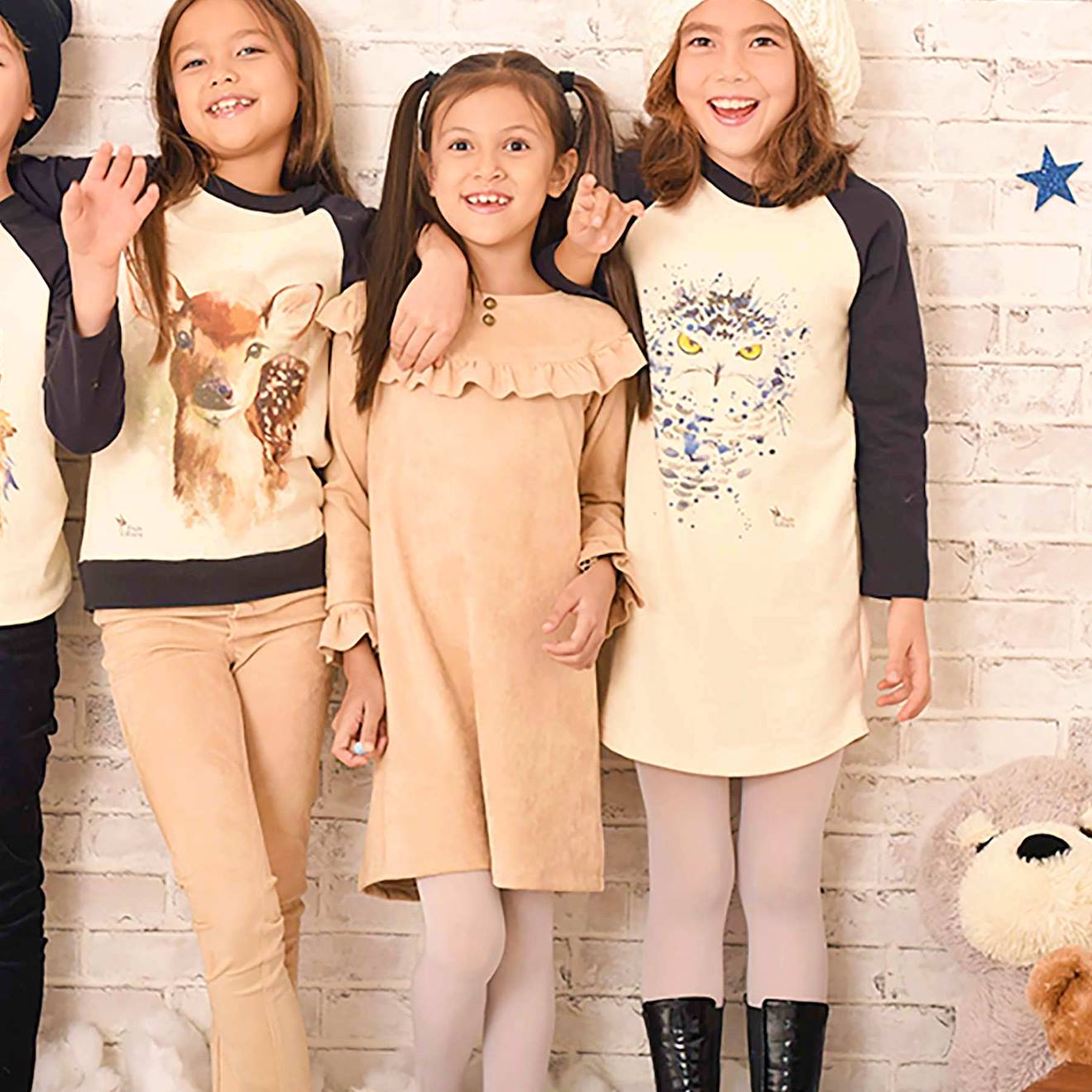 Robe Sweat Coton Et Imprimé Chouette The Owl Beige Noir