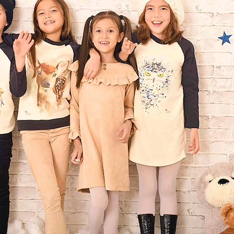 Fille-Robe-Robe sweat   coton  et  imprimé chouette  the owl