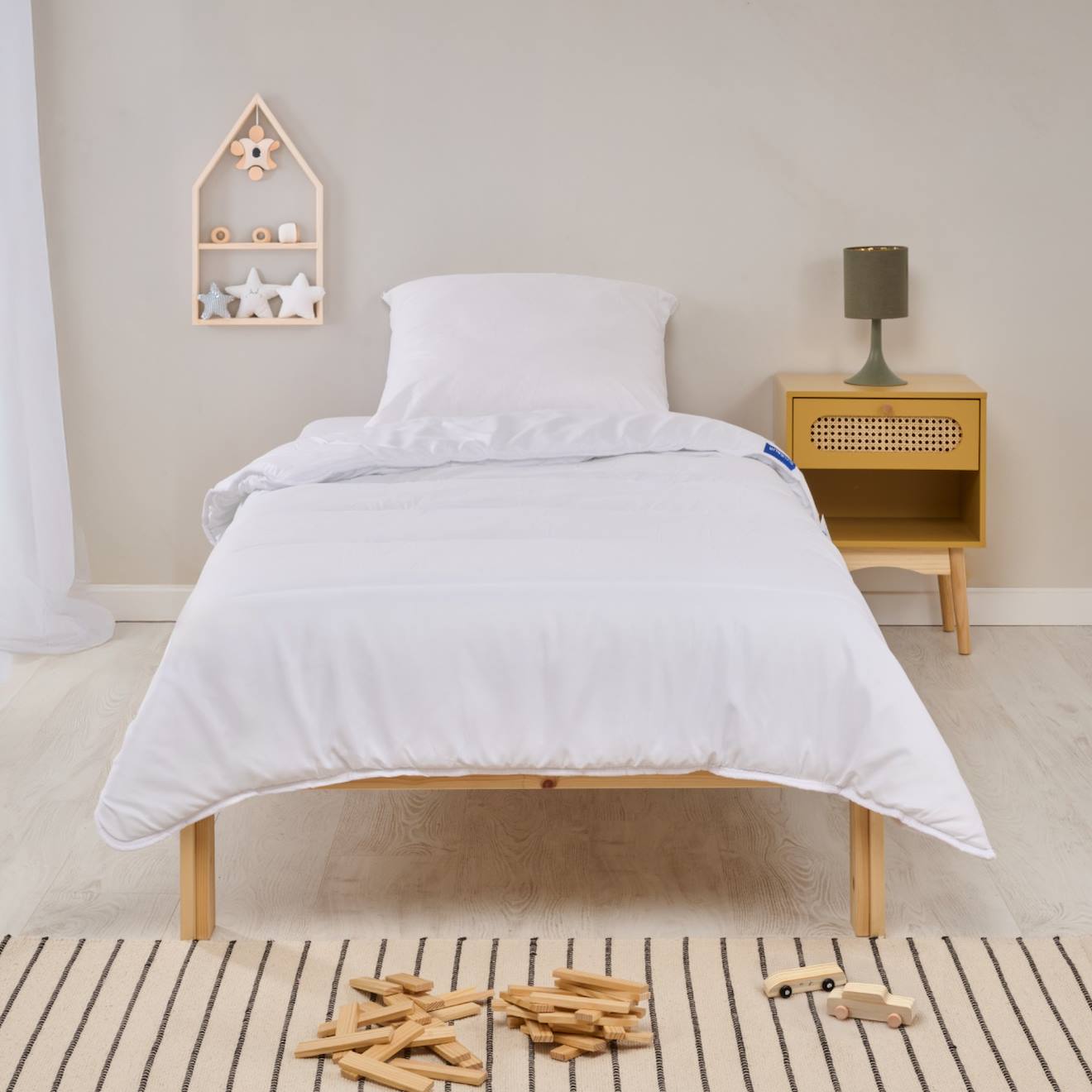 Bleu Calin - Pack Été Couette Oreiller Anti-transpiration Blanc