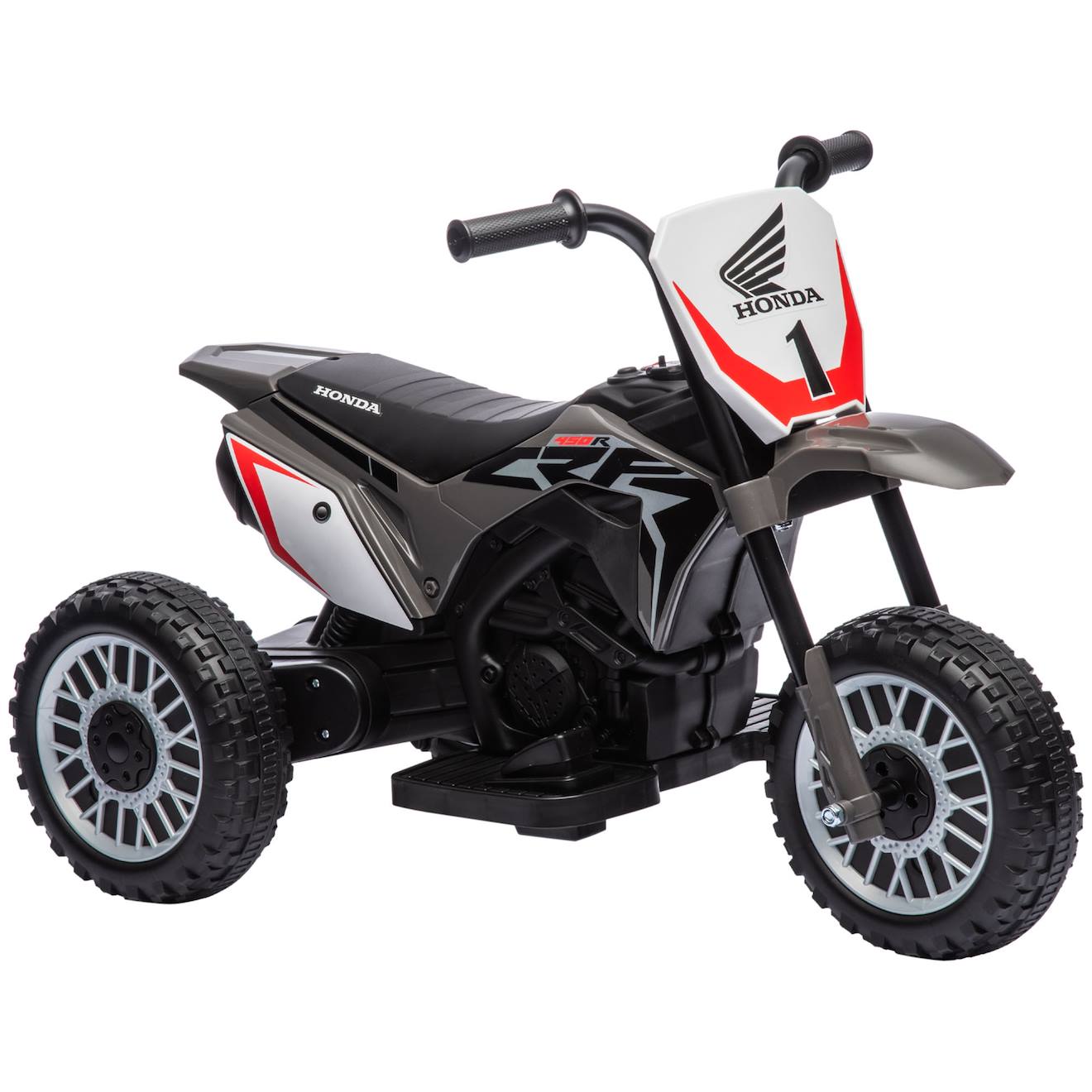 Moto Cross Électrique Enfant 3 Roues Licence Officielle Honda Crf 450 R 3 Km/h Max. Fonctions Sonores Gris