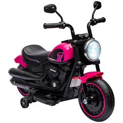 Jouet-Moto électrique enfant 6 v 3 km/h effet lumineux roulettes amovibles repose-pied pédale métal pp rose noir