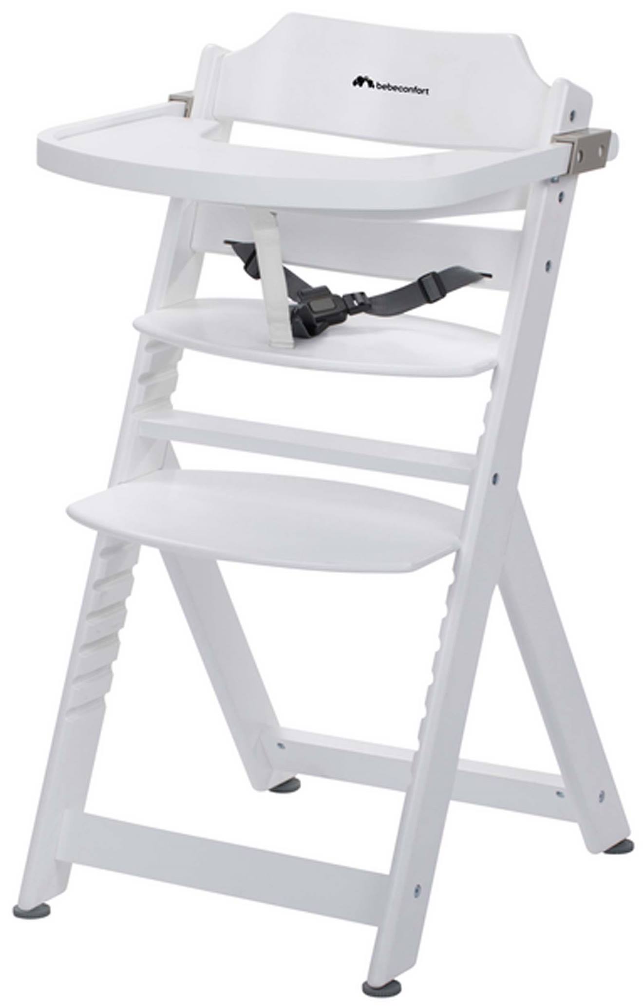 Chaise Haute Bébé En Bois Avec Tablette Timba White
