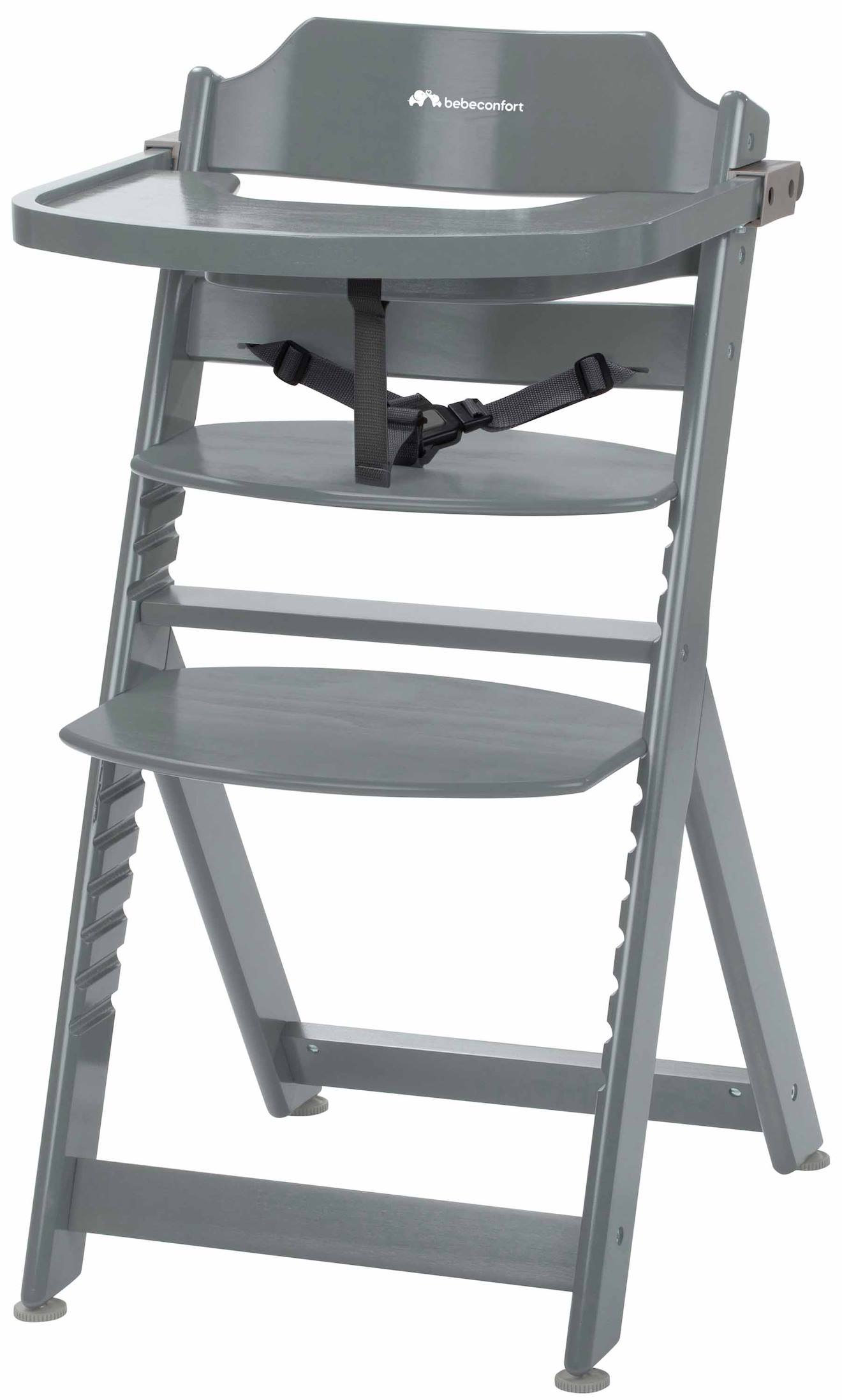 Chaise Haute Bébé En Bois Avec Tablette Timba Warm Gray