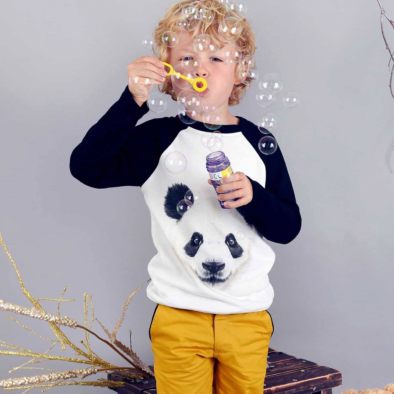Sweat-shirt Panda Beige Noir