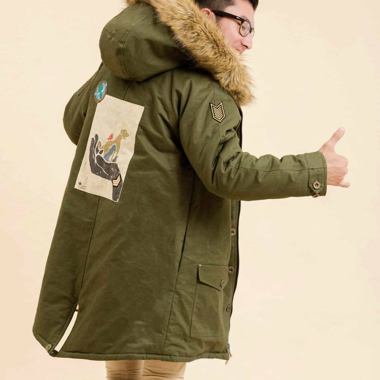 Parka Longue Homme Rock & Peace Kaki