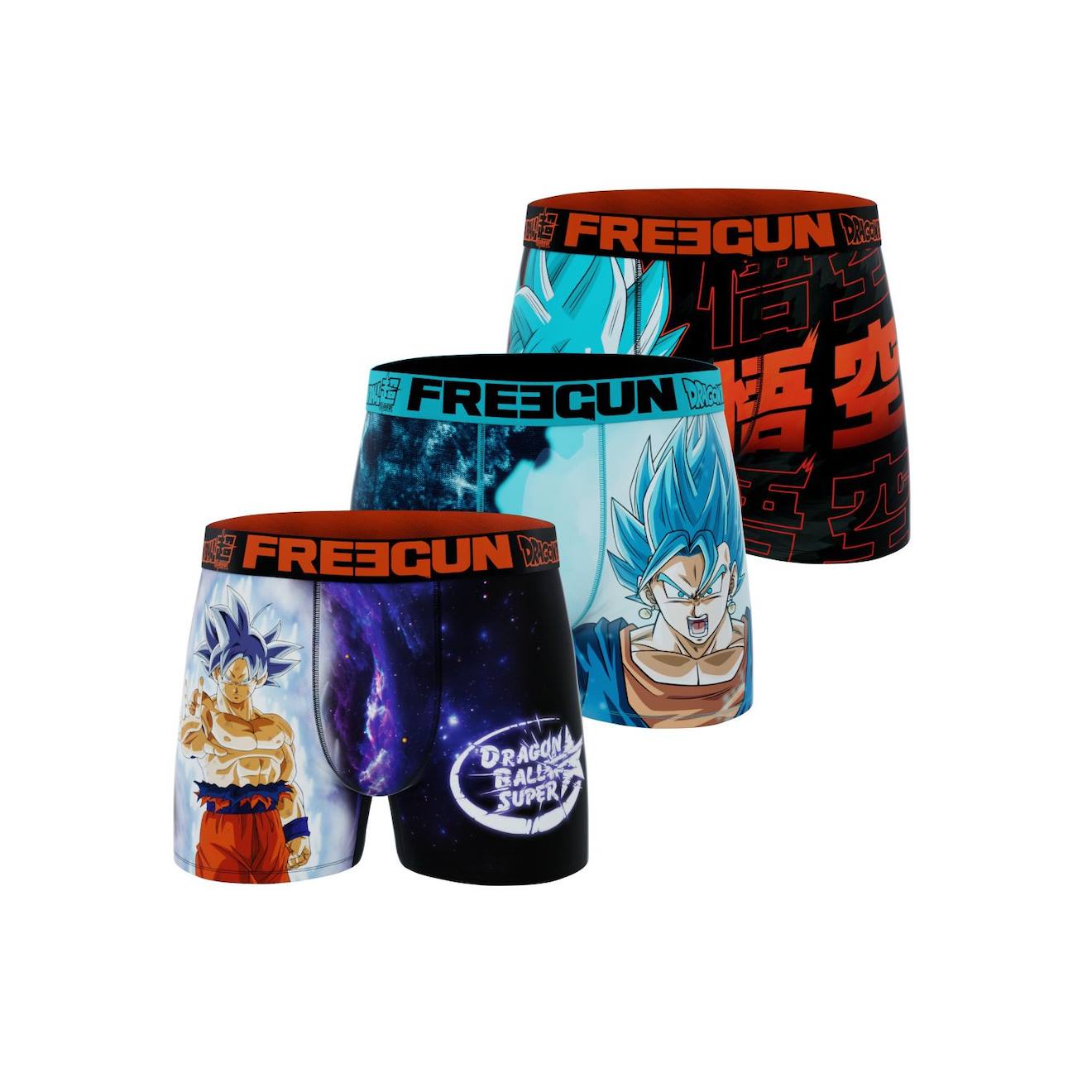 Lot De 3 Boxers Dragon Ball Super Ultra Instinct Fusion Turquoise/noir/orange/violet