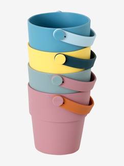 Jouet-Premier âge-Jouets de bain-Lot de 4 seaux de bain colorés en silicone