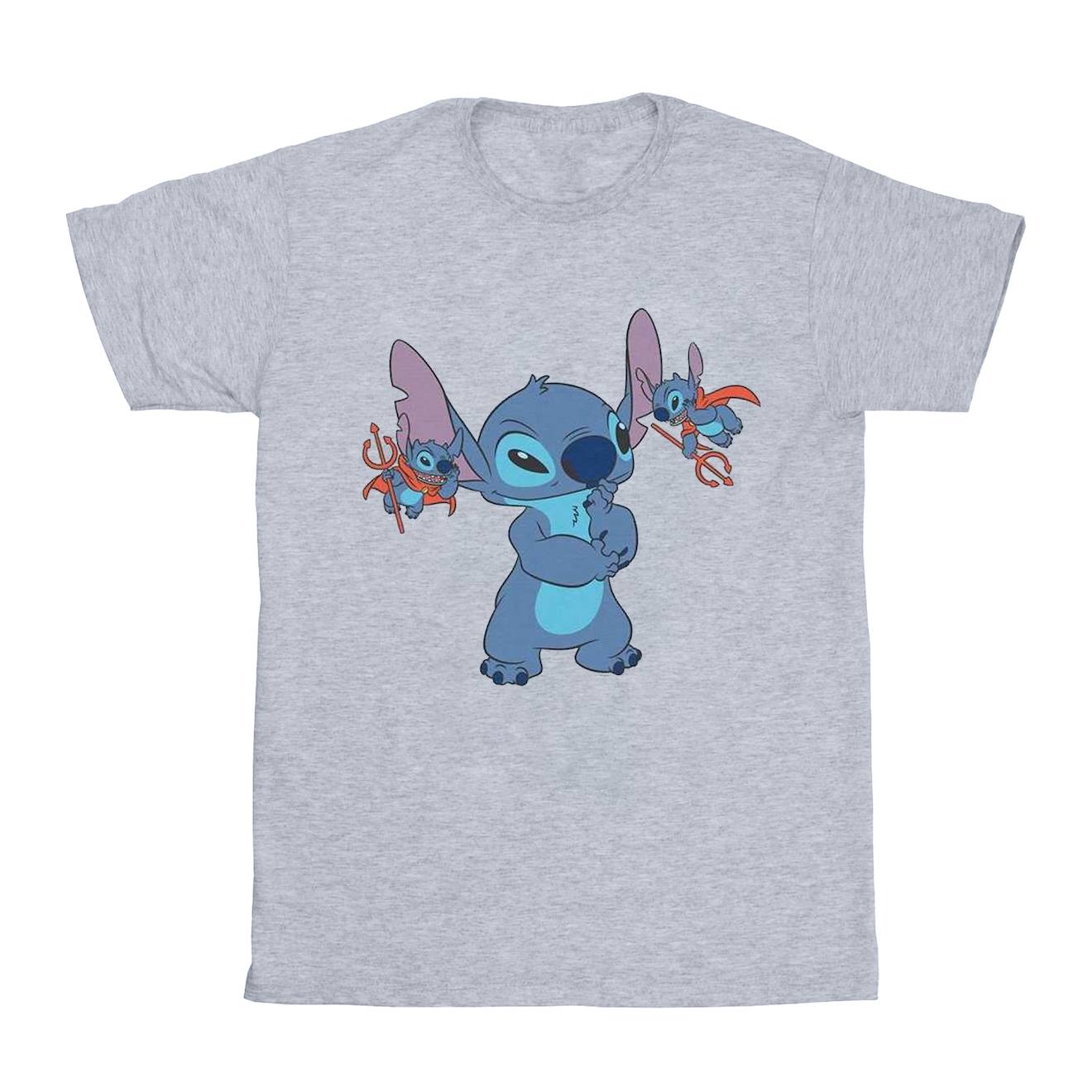 T-shirt Lilo And Stitch Coton Disney Little Devils Gris Chiné