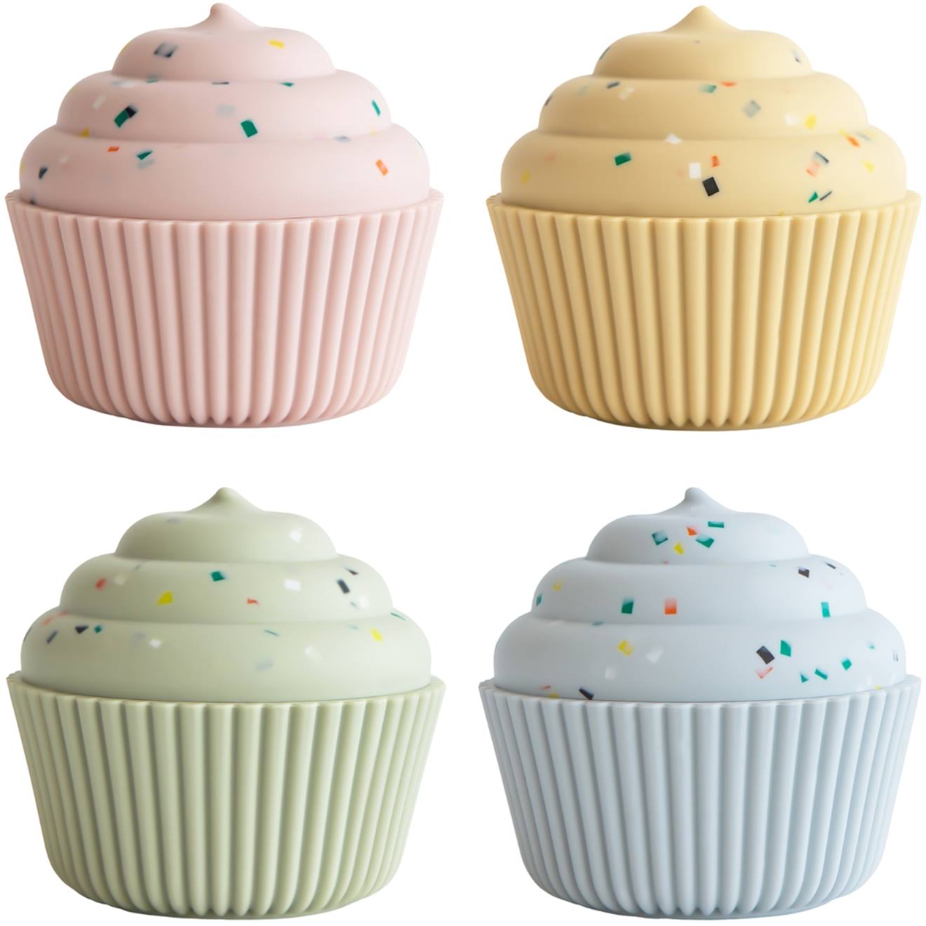 Lot De 4 Jouets De Bain Cupcake Rose, Jaune, Vert