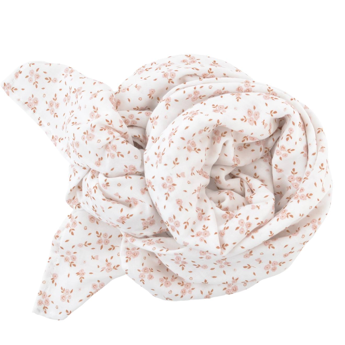 Maxi Lange Gaze De Coton Bio Fleurs Roses (Little Crevette) - Image 1