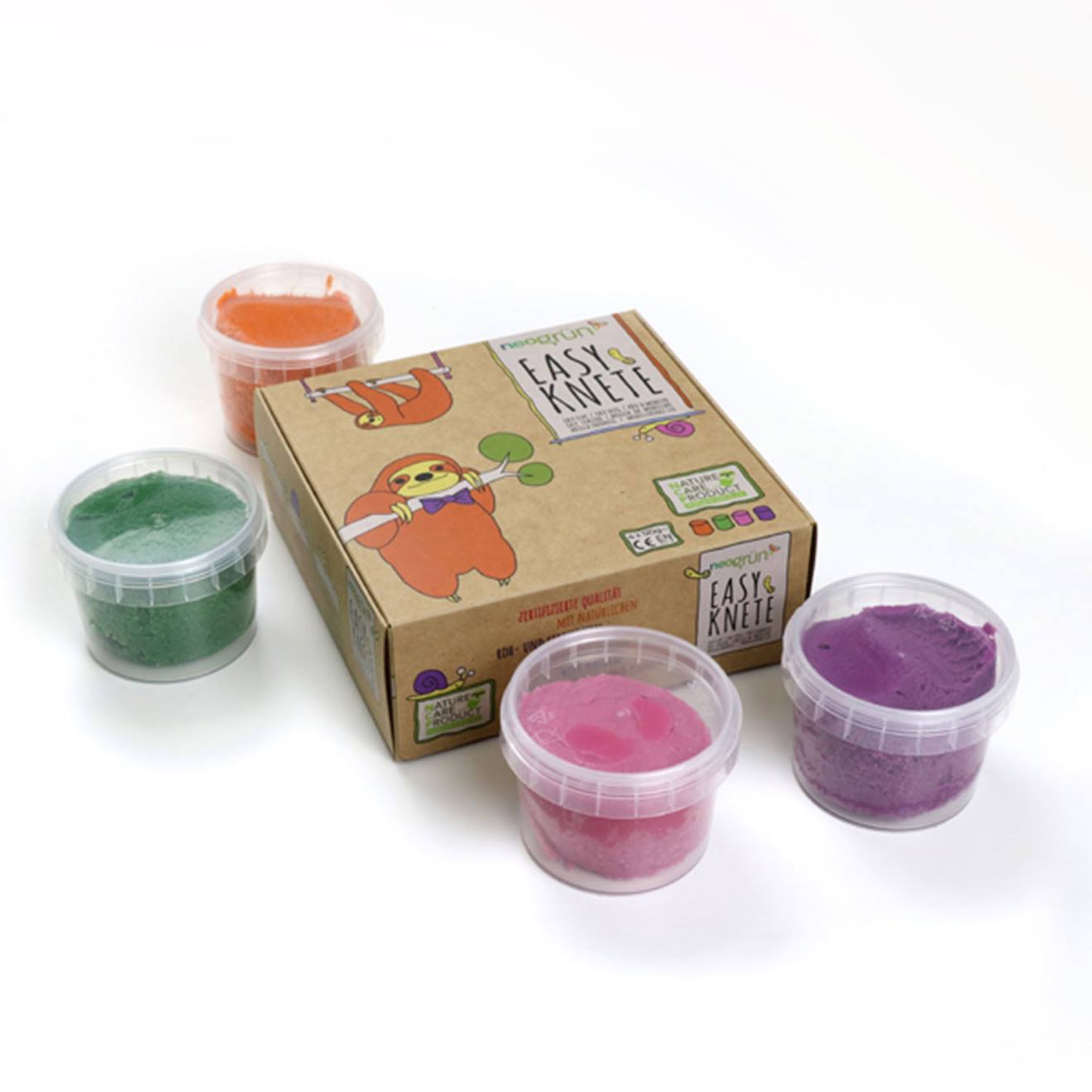 Set De Pâte À Modeler loki Naturelle & Vegan Bio Orange, Vert, Rose, Violet