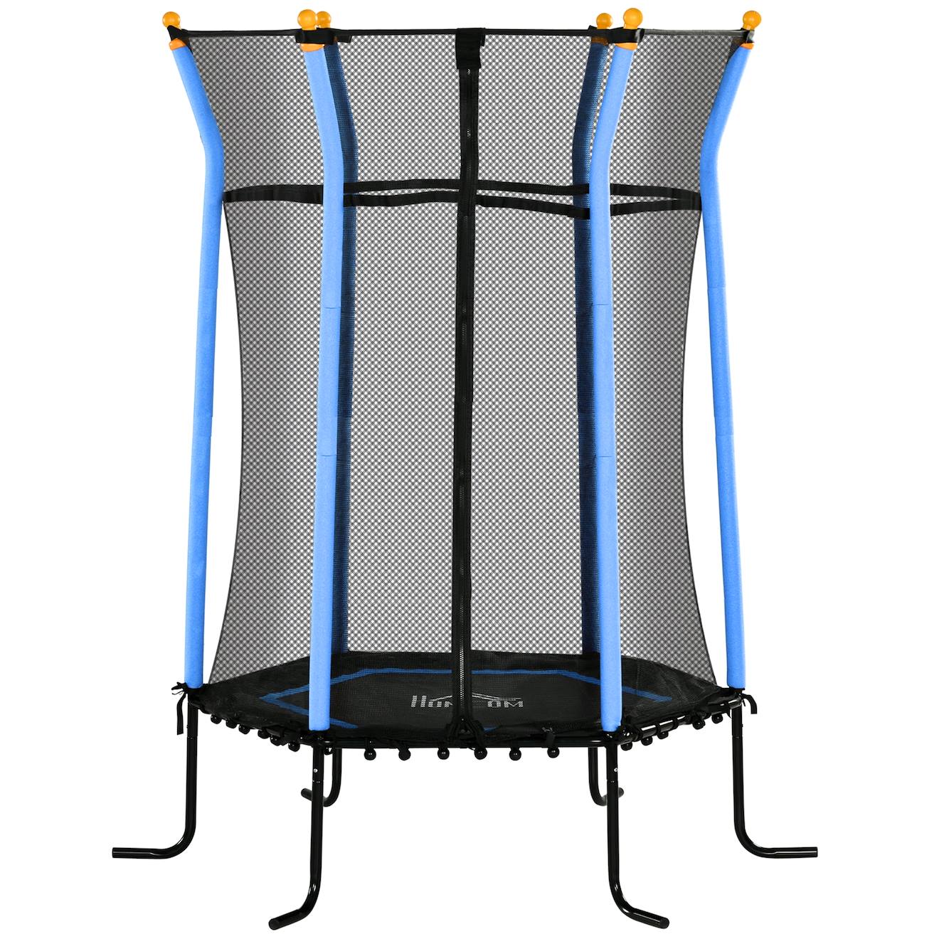 Trampoline Enfant Dia. 1,63 X 1,9h M Filet De Sécurité Porte Zippée 6 Poteaux Rembourrés Inclus Bleu
