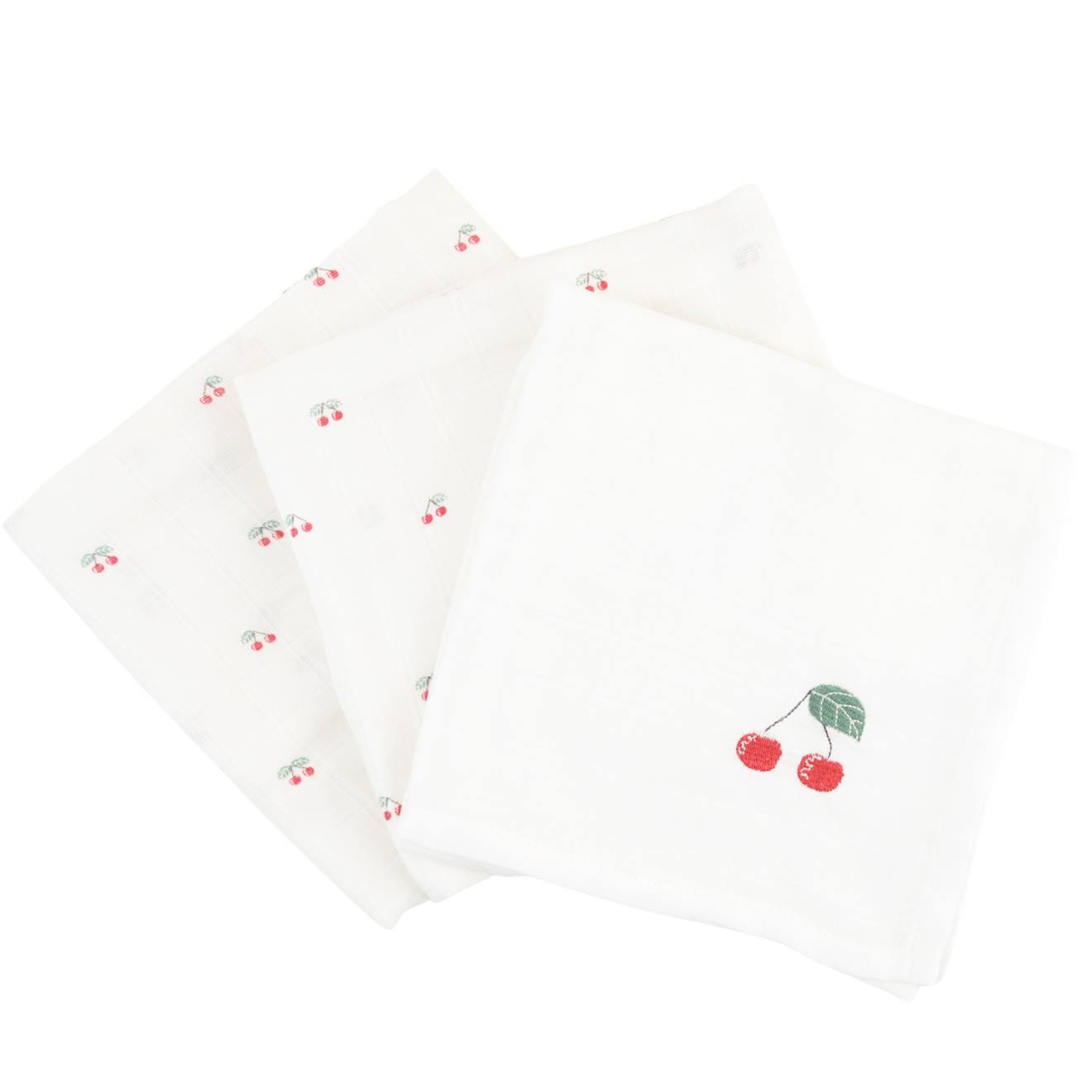 Lot De 3 Langes Gaze De Coton Bio Cerises (Little Crevette) - Image 2