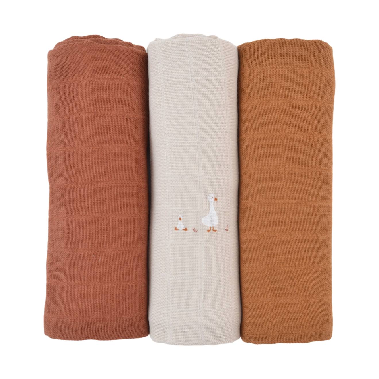 Lot De 3 Langes Gaze De Coton Bio Oies
