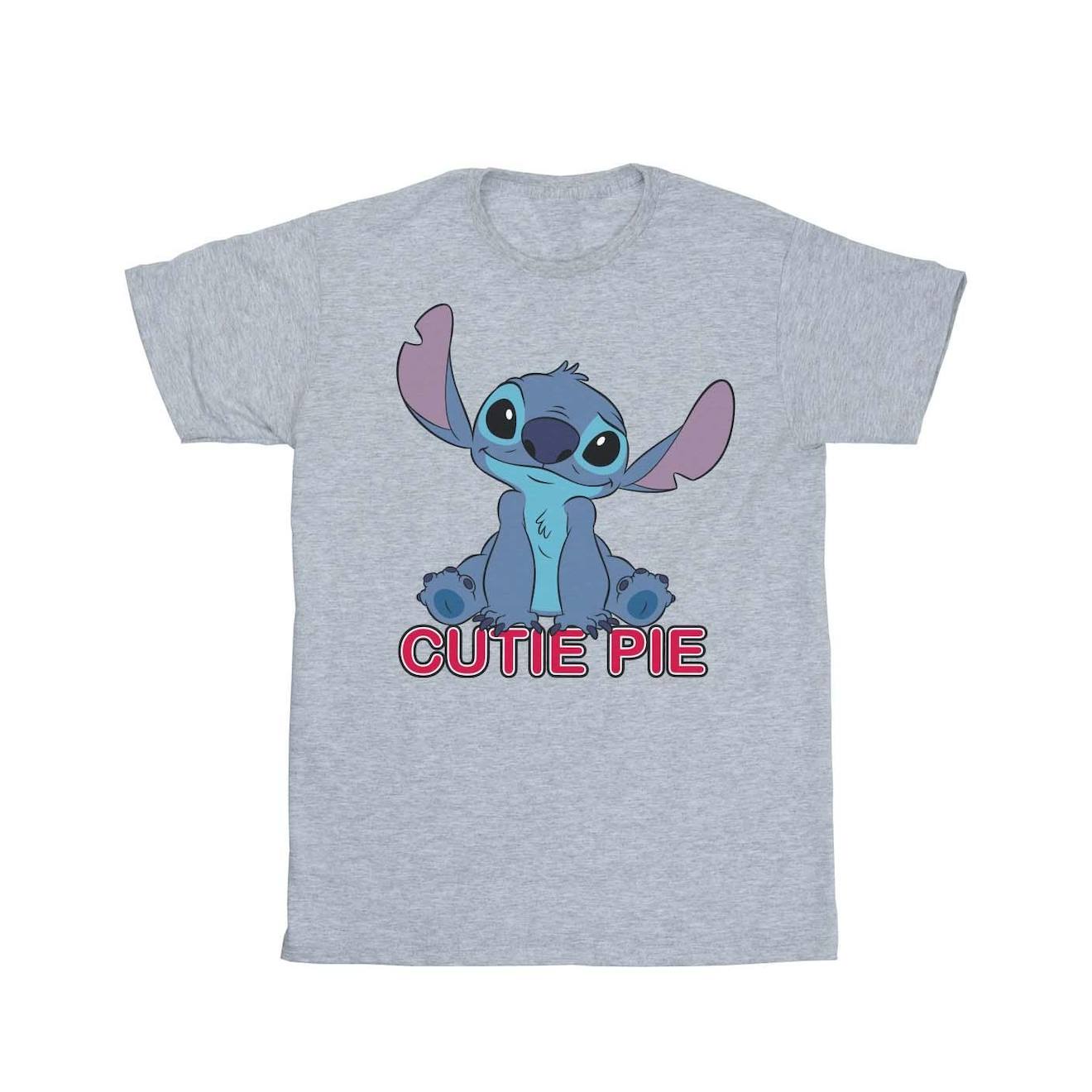 T-shirt Lilo And Stitch Coton Disney Cutie Pie Gris Chiné