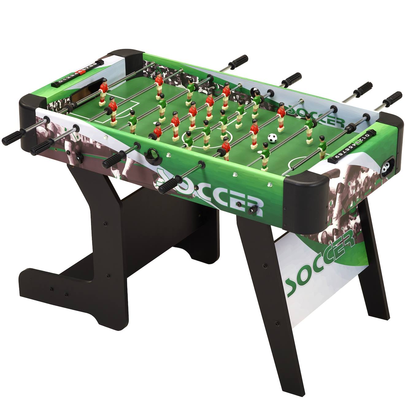Table De Baby-foot D'intérieur Pliable - 22 Figurines - 3 Balles Inclues - 2 À 4 Joueurs Vert