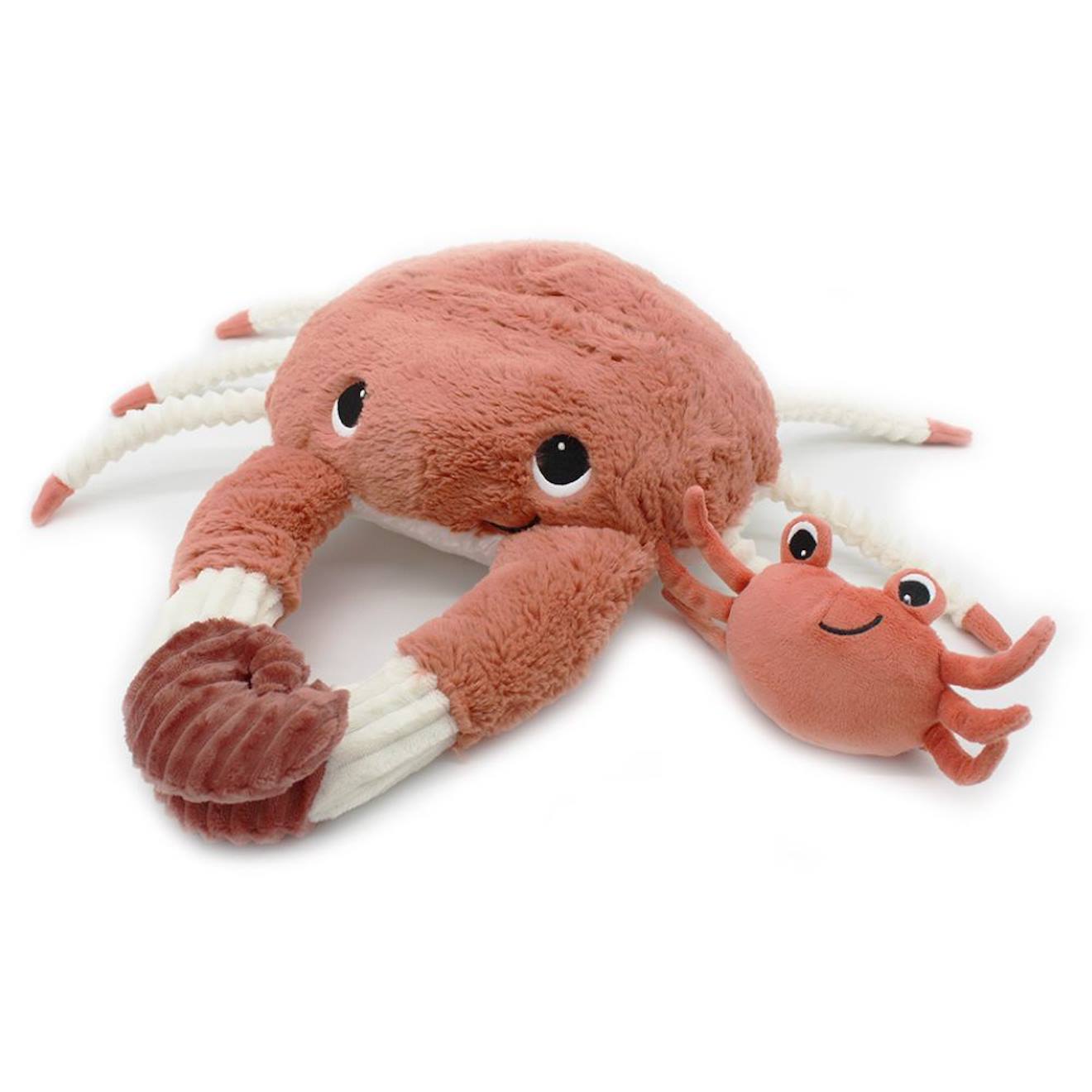 Peluche Cassecou Le Crabe Et Son Bébé Orange, Blanc, Noir