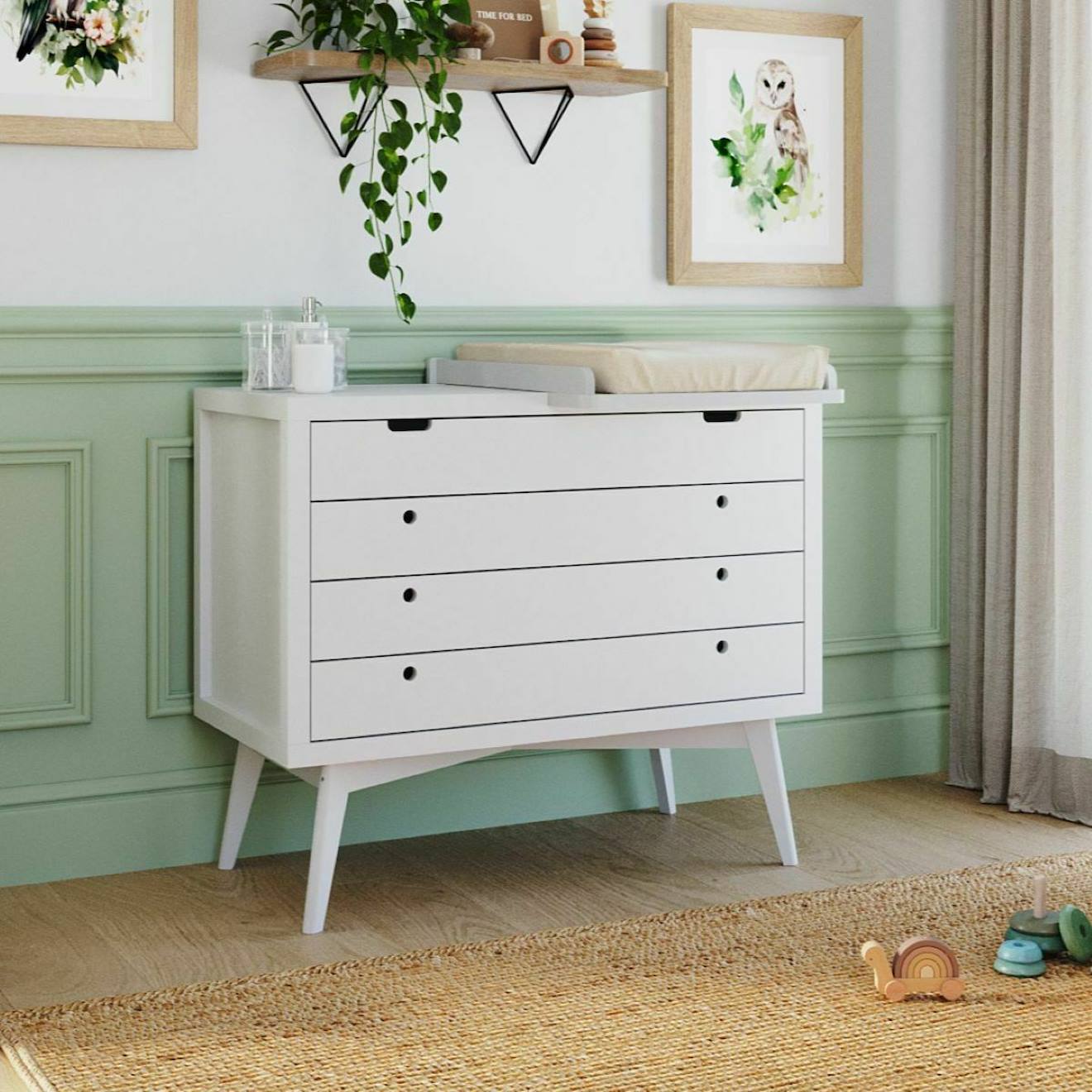 Commode À Langer 4 Tiroirs Bois Massif Marley Blanc