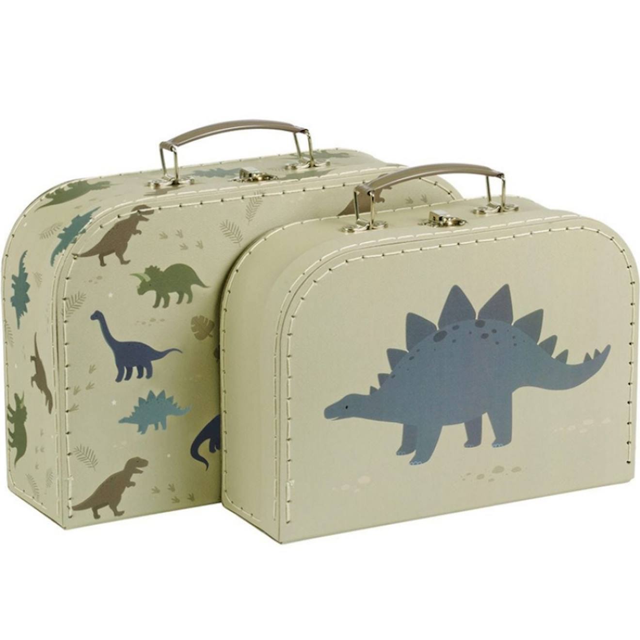 Lot De 2 Valisettes De Rangement Dinosaure Vert, Bleu