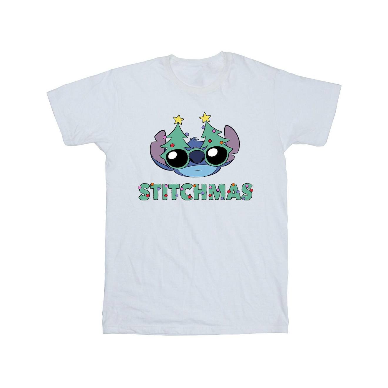 T-shirt Stitchmas Coton Disney Blanc