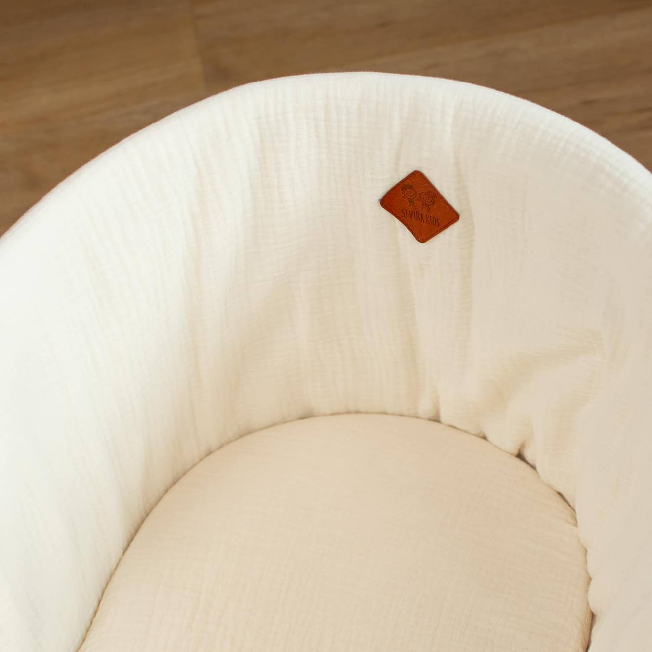 Couffin Bébé Avec Matelas Habillage Et Drap Housse Jeanne Écru (Sevira Kids) - Image 3
