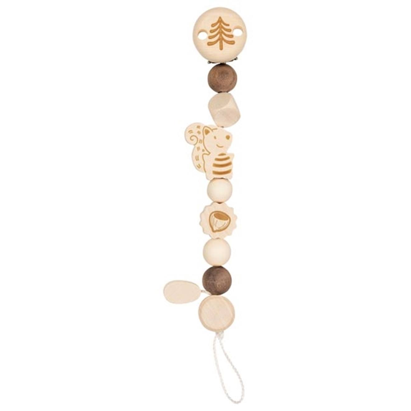 Accroche Tétine Ecureuil Nature Beige