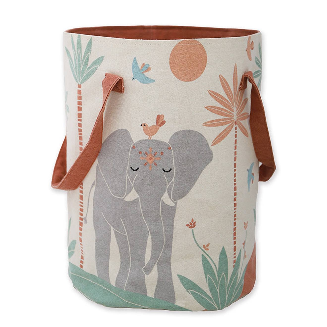 Panier De Rangement Pour Chambre Enfant Malena Fond Lin, Détails Multicolores