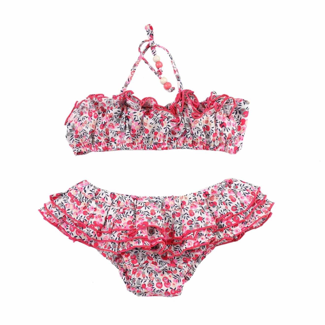 Maillot De Bain 2 Pièces Fleuri Liberty Swan Rose Gris