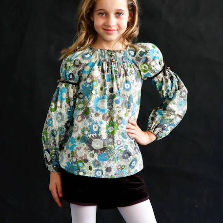 Blouse intersaison fleurie   liberty   col smocks  chimene  - vertbaudet enfant