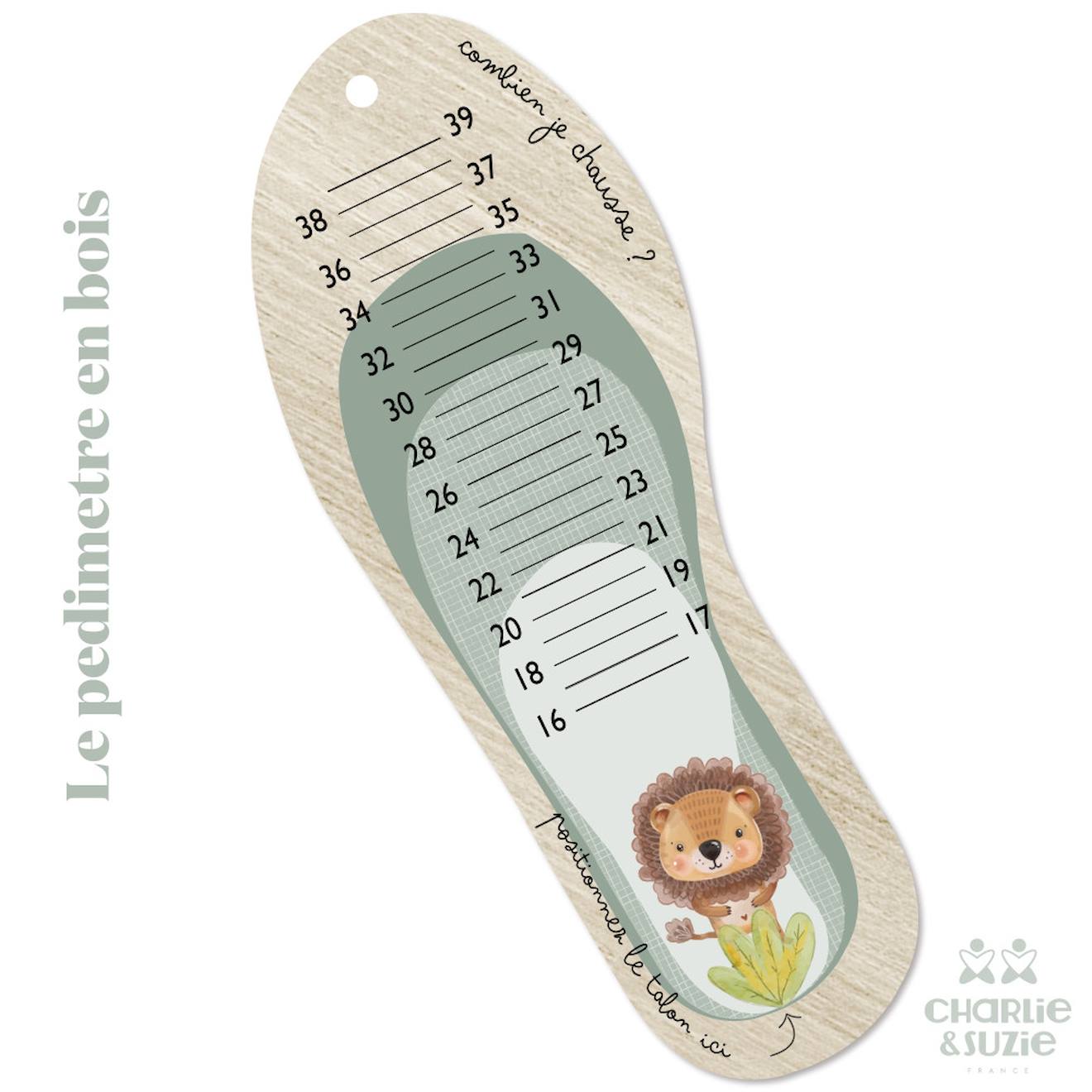 Toise Pédimètre En Bois Jungle Lion Multicolore